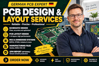 design esp32 pcb board, pcb layout, schematics design, iot and production files