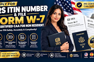 apply for irs itin number and file form w7 as certified caa for non resident