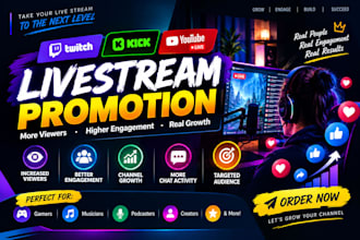 do twitch livestream promotion, kick and youtube livestream promotion engagement