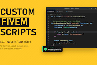 create custom fivem scripts for esx and qbcore servers