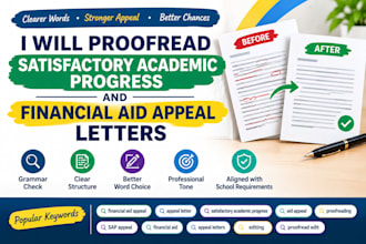 proofread satisfactory academic progress and financial aid appeal letters
