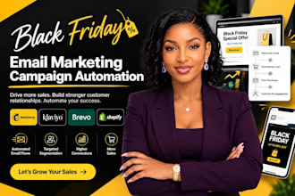 black friday email marketing campaign automation, mailchimp, klaviyo, brevo