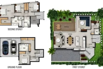 create professional 2d color floor plan rendering for real estate listing