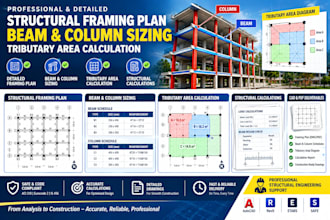 structural framing plan beam and column sizing tributary area calculation