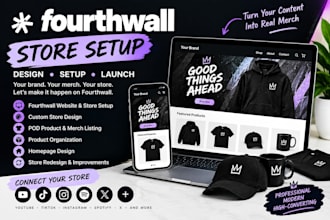 o fourthwall website design setup fourth wall store, list pod product and merch