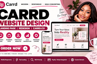 carrd website design, redesign carrd landing page and carrd landing page design