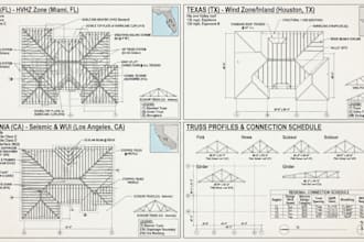 design roof framing plans and truss layouts for fl, tx, ca