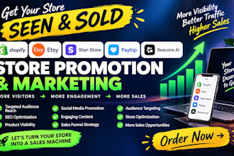 promote shopify store, stan store, payhip and beacons ai store to boost sales