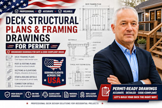 design deck structural plans and framing drawings for permit