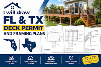 draw fl  tx deck permit and framing plans