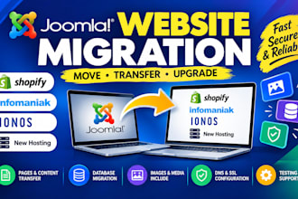 migrate joomla website to shopify infomaniak ionos or new hosting