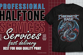 convert your design to halftone for dtg dtf high quality print