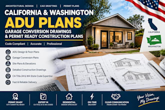 draw california and washington adu plans and permit drawings