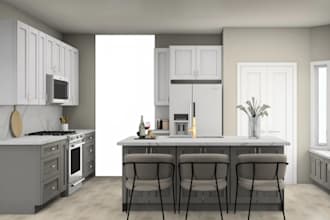 design kitchen cabinet in mozaik with 3d renders and shop drawing