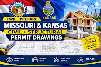 prepare missouri kansas civil structural permit drawings