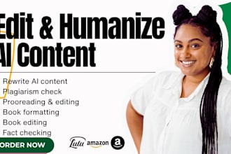 humanize ai content, rewrite ai book, ai content editing, plagiarism check