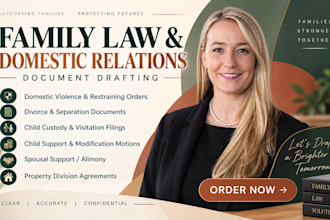 prepare family law documents for child custody and divorce settlement