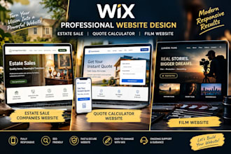 design wix estate sale companies website quote calculator website film website