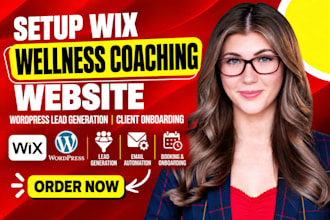 setup wix wellness coaching website, wordpress lead generation client onboarding