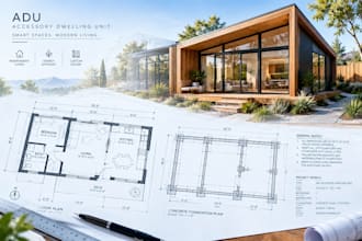 design residential structural permit drawing for adu house plans