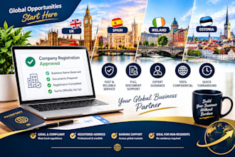 register your UK spain ireland or estonia company for non residents