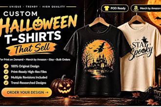 custom halloween tshirt designs for pod merch by amazon and etsy