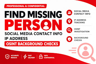 find missing person social media contact info IP address osint background checks