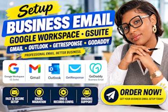 setup google workspace gsuite gmail outlook  getresponse godaddy business email