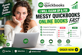 clean up and fix messy quickbooks online books fast