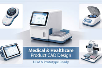 design 3d product biotech lab equipment, medical device enclosure, and cad model
