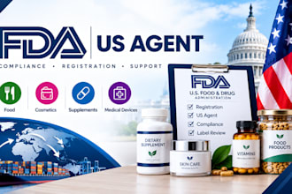 review your food product and supplement label for fda compliance, fda US agent