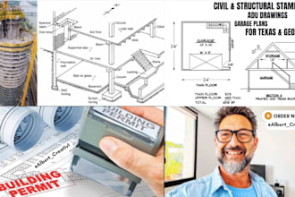 civil and structural stamping adu drawings, garage plans for texas and georgia