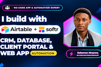 airtable database automation, softr client portal web app, make com airtable