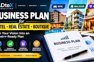 create hotel real estate and boutique business plan for investors funding
