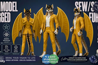 custom  vr character vrchat avatar furry vtuber nsfw 3d model