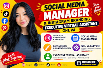 social media manager instagram branding executive virtual assistant ghl VA etsy