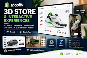 3d shopify store shopify ugc video ads 3d interactive website threejs zakeke app