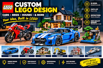 lego car lego bike lego house lego model 3d modelling custom lego design