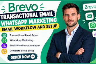 set brevo transactional email whatsapp marketing email workflow CRM integration