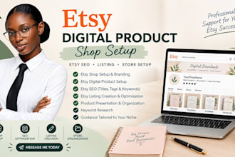 design etsy digital product etsy shop setup etsy seo listing etsy store setup