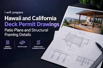 prepare hawaii california deck permit drawings patio plans structural det