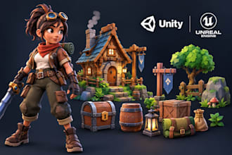 do 3d character animation, game assets and props, in unity and unreal engine