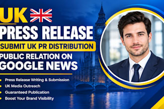 write UK press release submit UK PR distribution public relation on google news