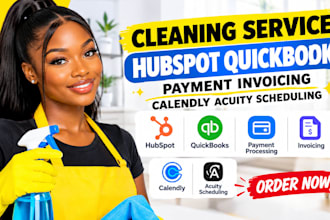 cleaning service hubspot quickbooks payment invoicing calendly acuity scheduling