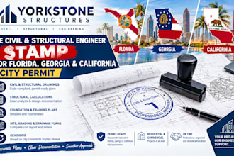 be civil structural engineer stamp for florida georgia california city permit