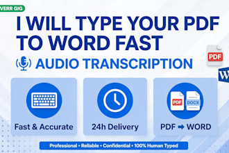 eu vou digitar seu PDF para word e transcrever audio rapido