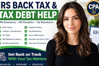 assist with irs back taxes, tax debt, payment plans and penalties