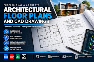 create architectural floor plans and cad drawings
