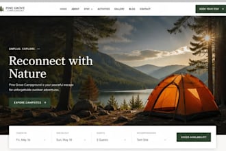 build glamping website rv park campground reservation resort booking website