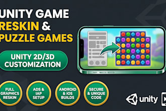 reskin unity game, develop casual puzzle game,and strategy board game, blackjack